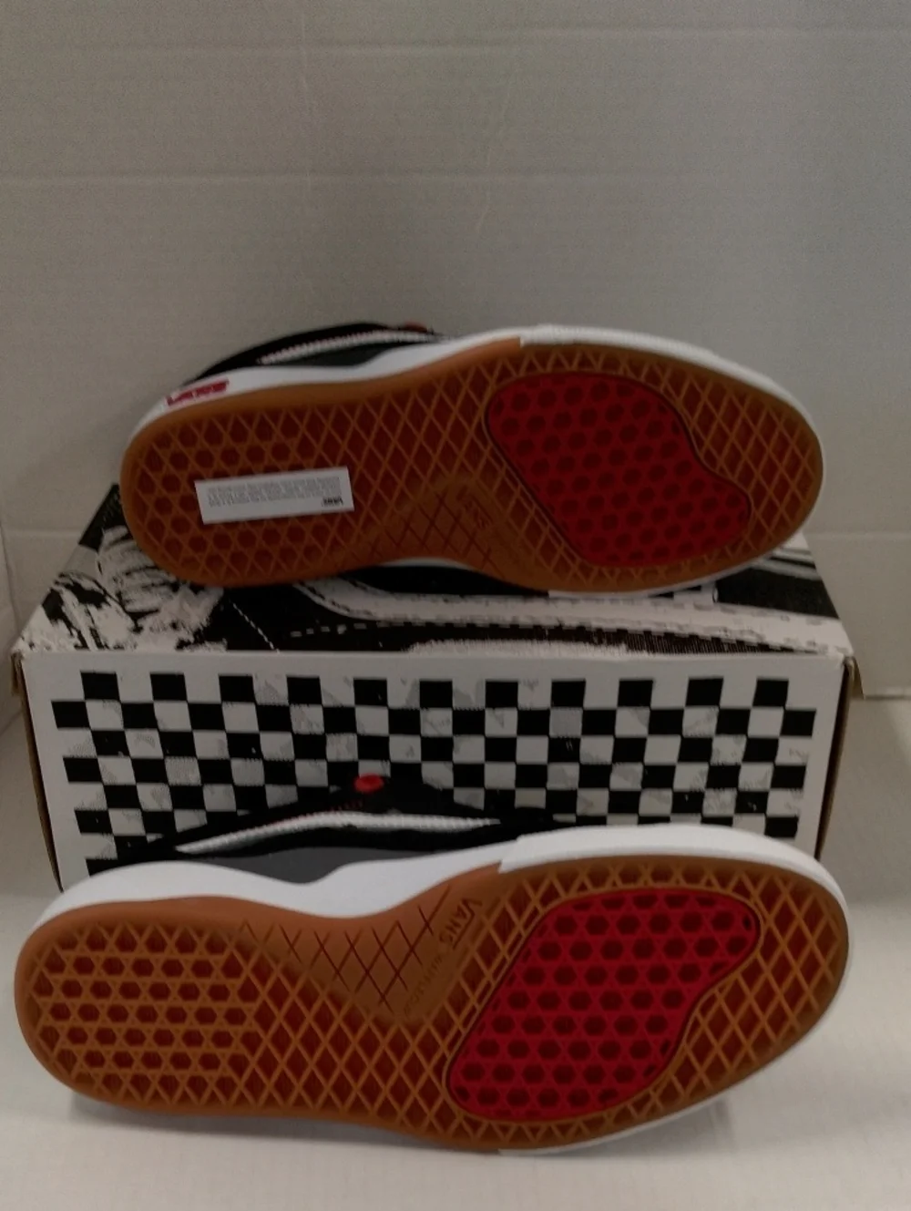 Vans Black, White & Red Low-Top Skate Shoes